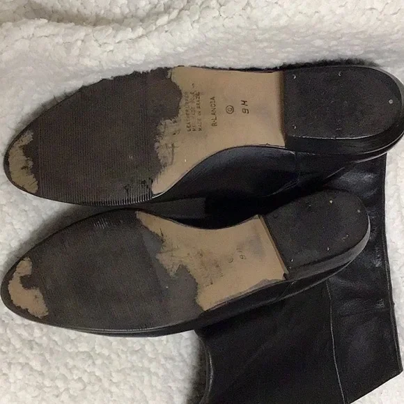 9 WEST BLK LEATHER LOW HEEL BOOTS 9M - Picture 12 of 12